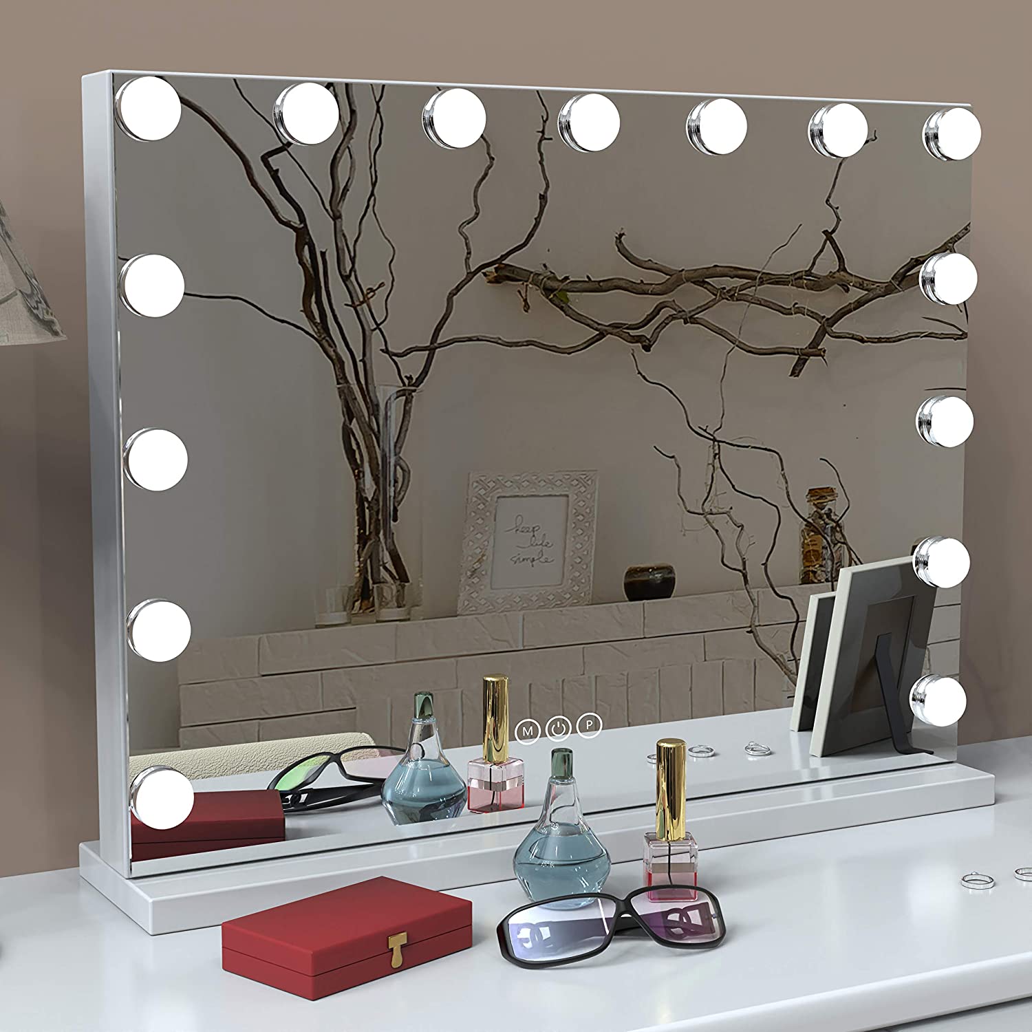 Stylos Vanity Makeup LED Mirror with 3 Lighting Modes and USB Charging [58cm x 46cm]