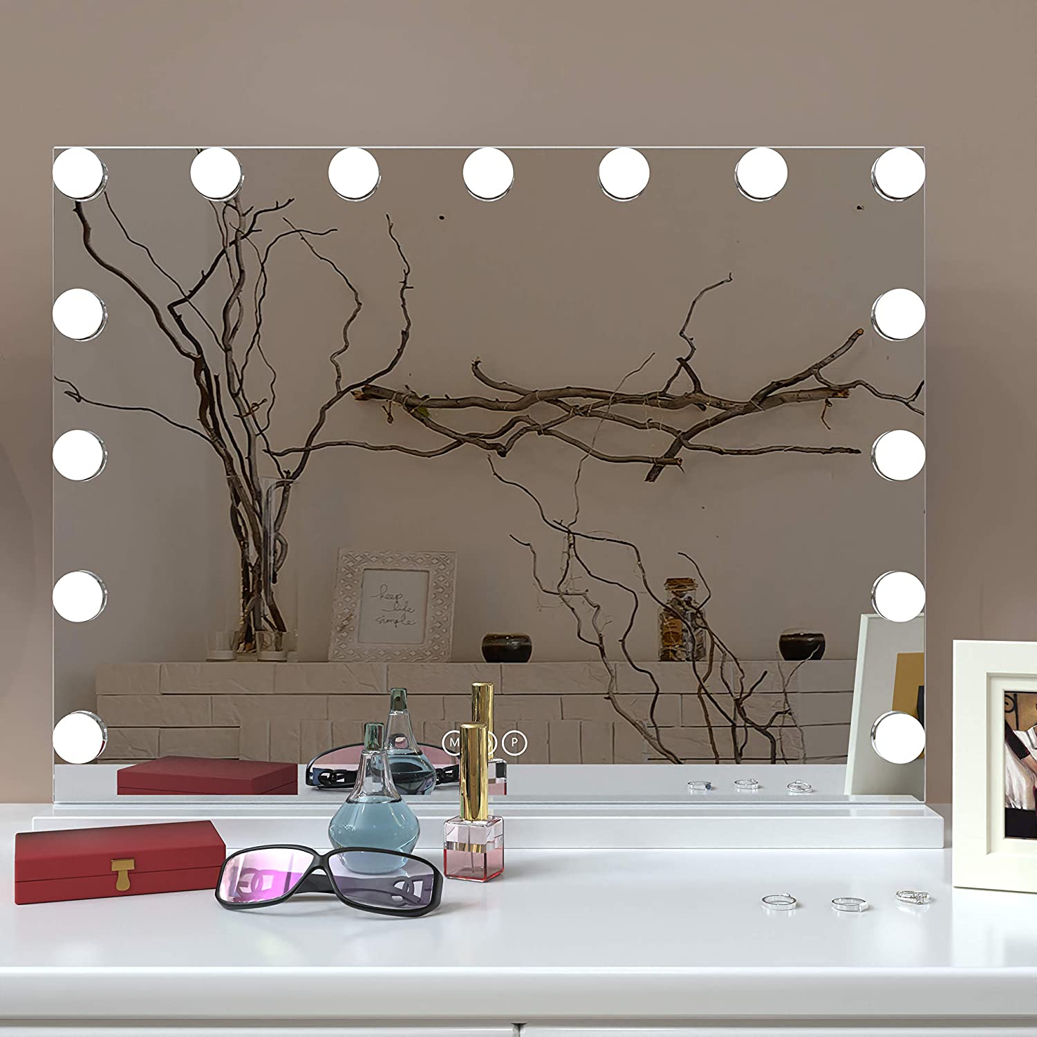 Stylos Vanity Makeup LED Mirror with 3 Lighting Modes and USB Charging [58cm x 46cm]