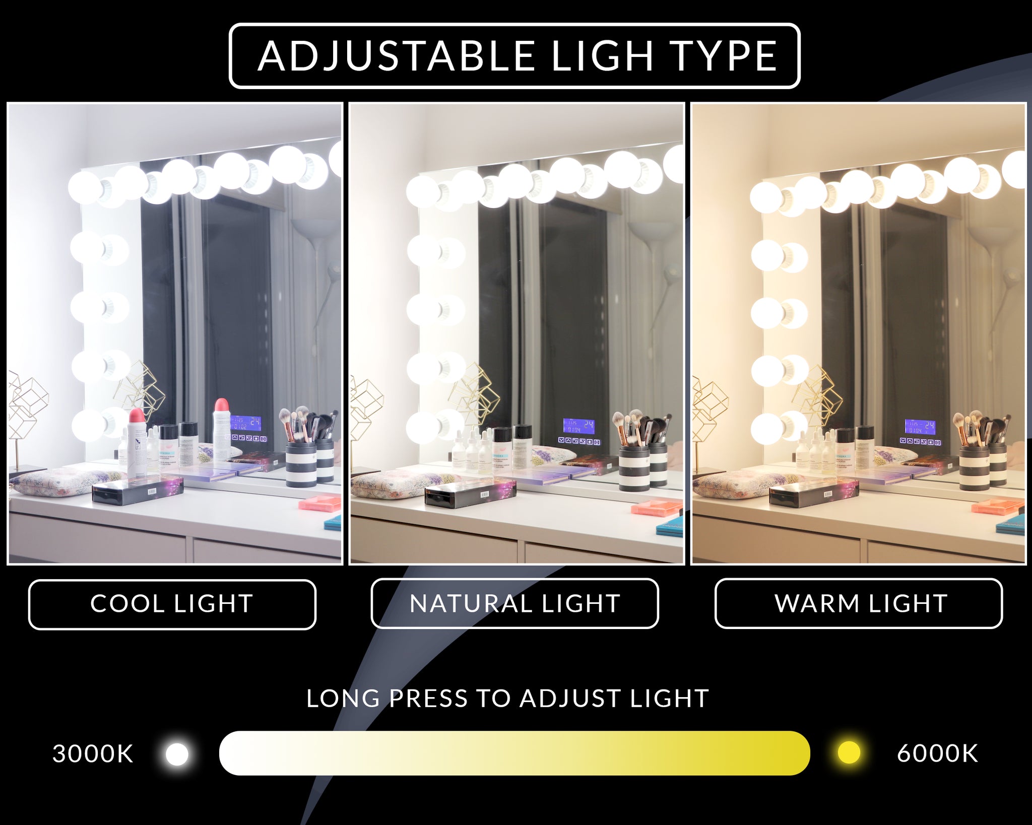 Mega G-Series LED Vanity Mirror with Bluetooth Speaker and Power Outlet