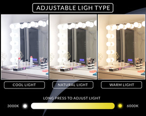 Mega G-Series LED Vanity Mirror with Bluetooth Speaker and Power Outlet