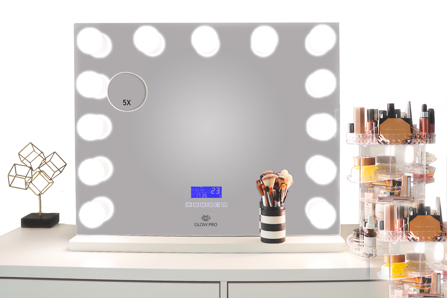 Mega G-Series LED Vanity Mirror with Bluetooth Speaker and Power Outlet